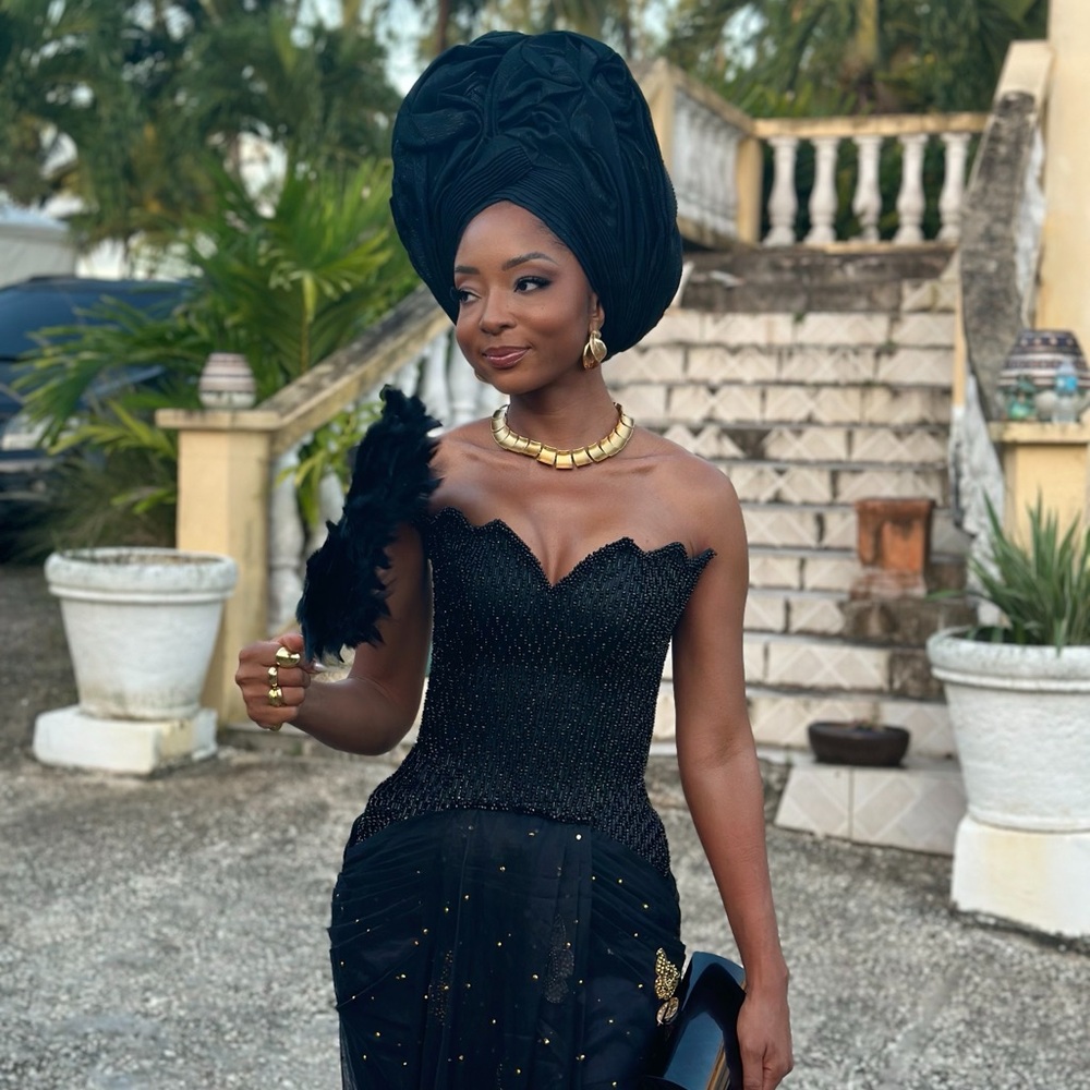 GORGEOUS CUSTOM MADE Aso Ebi Gown (Nigerian Wedding Guest). Beading.